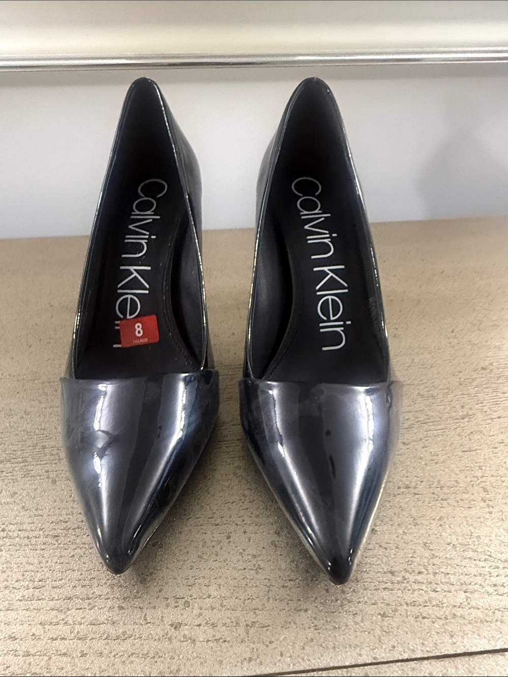 Calvin Klein Black Patent Pointed Pumps - Picture 2 of 6